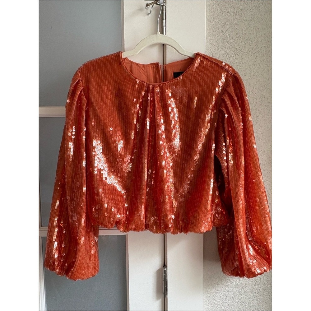 J. Crew - Women's Bubble-sleeve Sequin Top Lined - Size Small - Clay Sand - NWOT - Picture 3 of 8